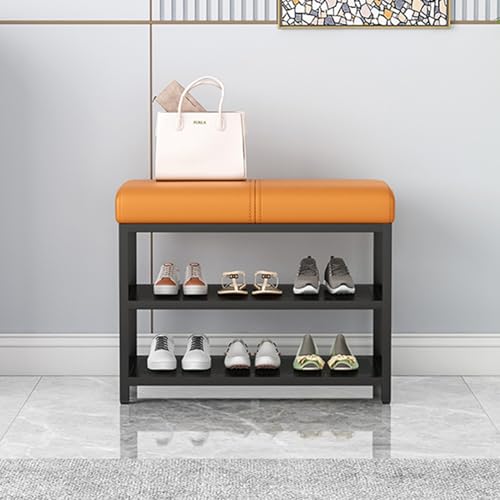 QHLMLL Schwarze PU-Leder-Schuhbank mit Stauraum, 2 Etagen, Bettbank, Akzent-Schuhregal, Sitzgelegenheit für Schlafzimmer und Flur, 59,9 cm QHLMLL Schwarze PU-Leder-Schuhbank mit Stauraum, 2 Etagen, Bettbank, Akzent-Schuhregal, Sitzgelegenheit für Schlafzimmer und Flur, 59,9 cm von QHLMLL