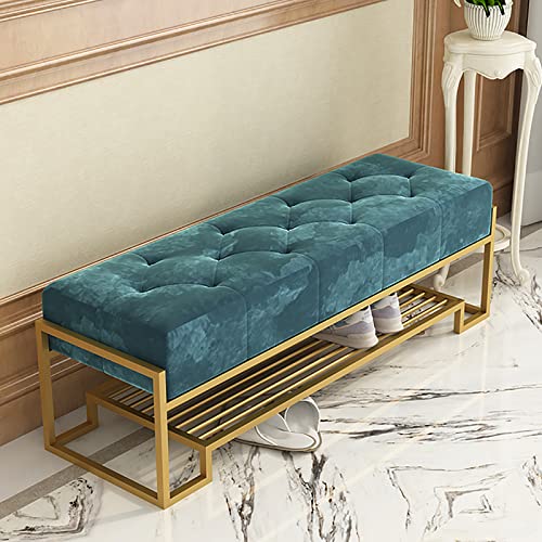 QHLMLL Verdickte Samt-gepolsterte Eingangsbank, weicher getufteter Stoff, Schuhbank, Sitz, Schuhaufbewahrung, Organizer, moderne Schuhaufbewahrungsbank, Schuhregal, Bank und 100 x 38 x 42 cm von QHLMLL