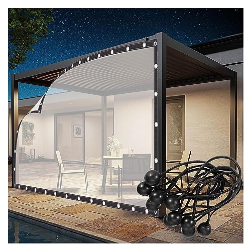 QHLTY Außenvorhang, Pergola, Gartenpavillons, Terrassen-Trennvorhänge, wasserdichte Planen-Seitenteile mit Ösen, Anpassbar (Color : Transparent, Size : 2x2.5m) von QHLTY