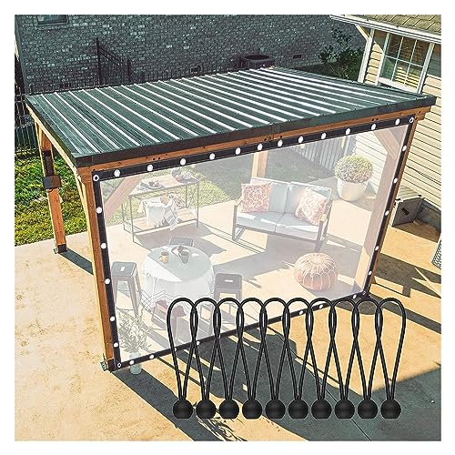 QHLTY Outdoor-Vorhang, Wasserdichter Planen-Seitenteil-Trennvorhang mit Ösen, für Pergola, Veranda, Pavillon, Cabana (Color : Clear, Size : 2.5x4m) von QHLTY