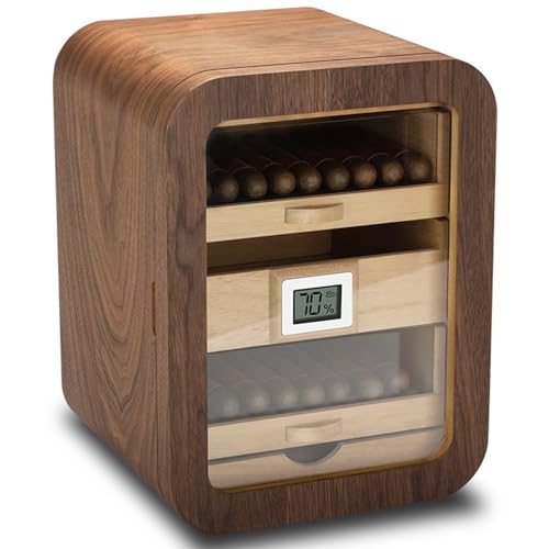 Zigarren-Humidor, großer Zigarren-Humidor mit digitalem Hygrometer, wissenschaftliche Funktionsaufteilung bietet Platz für 110 Zigarren,A-Without-skylight von QHMCD-VRJXJD