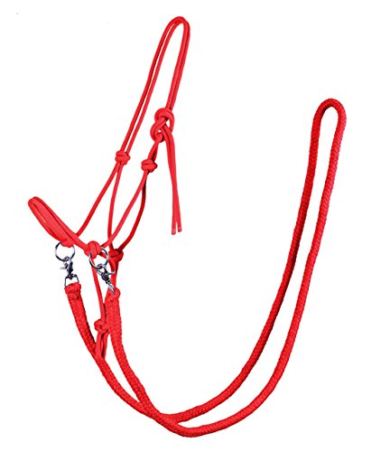 QHP Knotenhalfter mit Zügel Halfter Reithalfter Arbeitshalfter 7 Farben und 4 Größen (Full, rot) von QHP