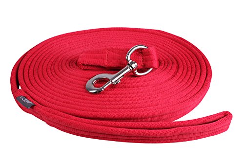 Longierleine Longe Führleine Führstrick QHP 8m mit Tasche 9 Farben (rot) von QHP