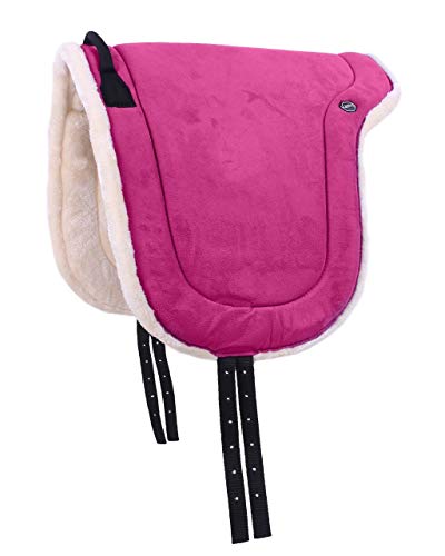 QHP Bareback Pad mit Kunstfell und Haltegriff (Shetty, Fuchsia) von QHP