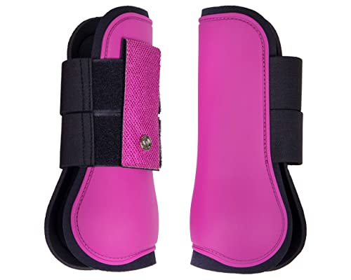 QHP Gamaschen Rio Hartschale Neoprenfutter Klettverschlüsse Glitzer (Warmblut, Festival Fuchsia) von QHP