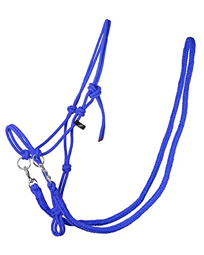 QHP Knotenhalfter mit Zügeln robustes 10 mm dickes Seil (Pony, Kobaltblau) von QHP