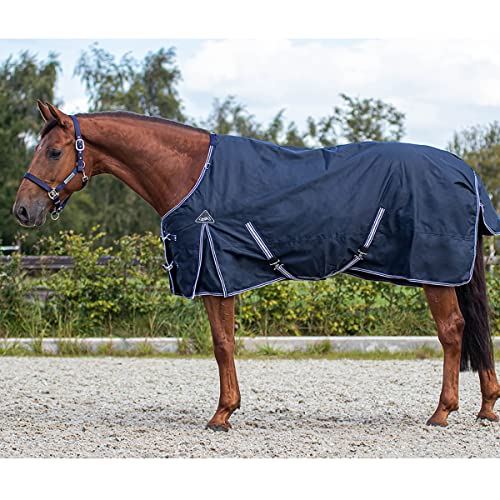 QHP Regendecke Turnout Luxus Fleecefutter (155 cm, Navy) von QHP