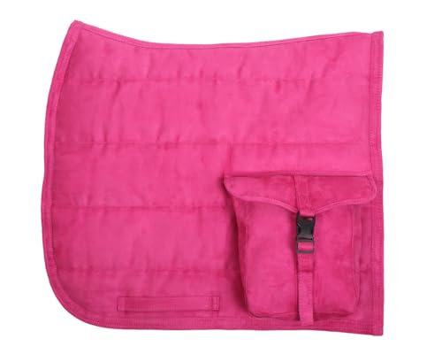 QHP Sattelpad Puff Pad mit Tasche Suedine absorbierende Unterseite viele Farben (Warmblut, Fuchsia) von QHP