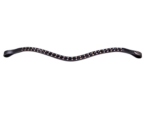 QHP Stirnriemen Stirnband Leder Menton Strasssteine (Vollblut, schwarz) von QHP