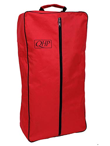 QHP Trensentasche Oxford Stoff mit Reißverschluss, Griff Kettband innen (Rot/Schwarz) von QHP