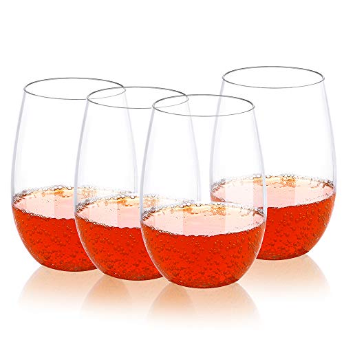 QHYK 4PCS Saftgläser, Unzerbrechlich Bruchfeste Stemless Wassergläser, BPA frei, Wiederverwendbare Plastikbecher für Parteien, Hochzeiten, Outdoor-Aktivitäten, Crystal Clear-453ml von QHYK