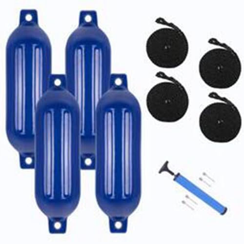 QHZOZMD Ersatzteile 4X Marine Boot Fender für Docking Yacht Segelboot Anker Boje Schutz 11x40cm Boot für Fender Stoßfänger mit 4 Seilen(Blue) von QHZOZMD