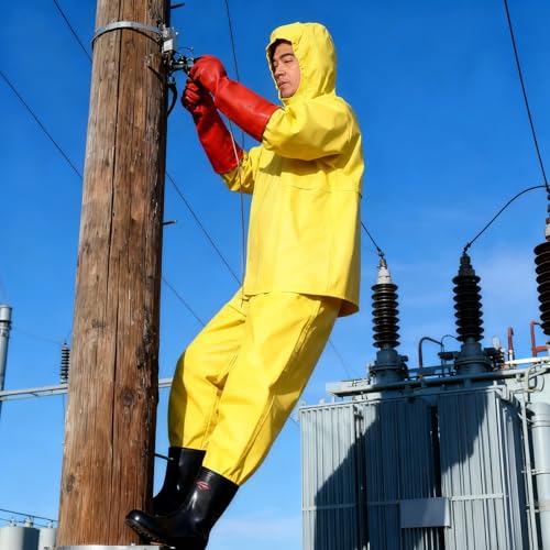 Elektrisches Isolationsanzug-Set, 1 2 3 5 7 10 12 15 20 30 35 KV Isolierende Sicherheitskleidung Mit Isolierten Handschuhen/Schuhen, Anti-Stromschlag-Kit(10 KV,US 9) von QHZYMX