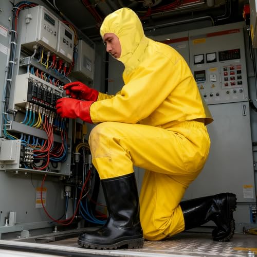 Isolierkleidungsset Für Stromverteilungsräume, Leichter Elektrischer Abschirmanzug Für Labore/Transformatoren, Arbeitskleidung Zur Elektrischen Isolierung(2000v,Yellow US 8.5) von QHZYMX