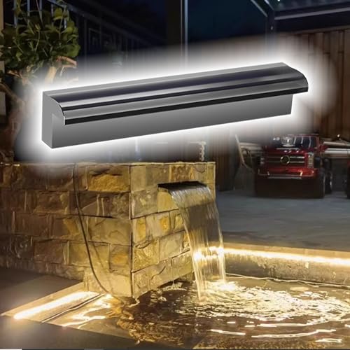 QHZYMX Wasserfall-Überlaufrinne Großer Wasserfall-Überlauf Für Außenteiche, Wasserfall-Brunnen-Set Ohne LED-Licht Mit PVC-Anschluss Für Steilen Abhang/Steingarten Im Hinterhof(205cm/81in) von QHZYMX