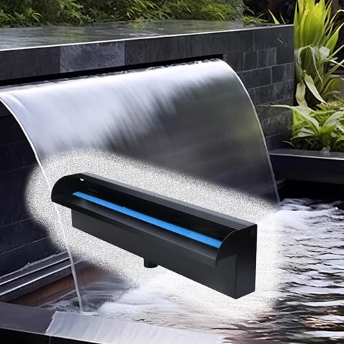 QHZYMX Wasserfall-Überlaufrinne Pool-Wasserfallbrunnen Aus Edelstahl 304, Dekorativer Überlauf Für Wasserspiele Im Innen- Und Außenbereich, Anpassbares Und Professionelles Wasserfall-Set(37in/94cm) von QHZYMX
