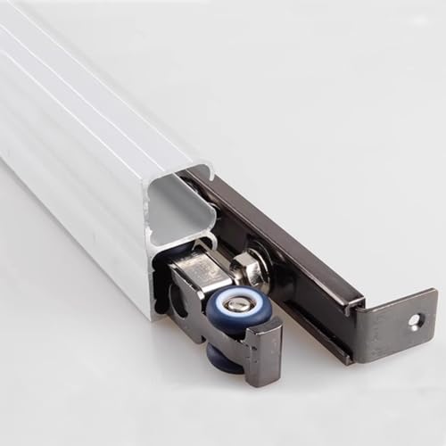 Schiebetürbeschlag schiebetür laufschiene Anpassbare Schienenbeschläge Für Schiebetüren – Stabiles Doppelschienen-Beschlagset Aus Aluminium Die Tür Reibungsloser Und Leiser(24ft(732cm)) von QHZYMX