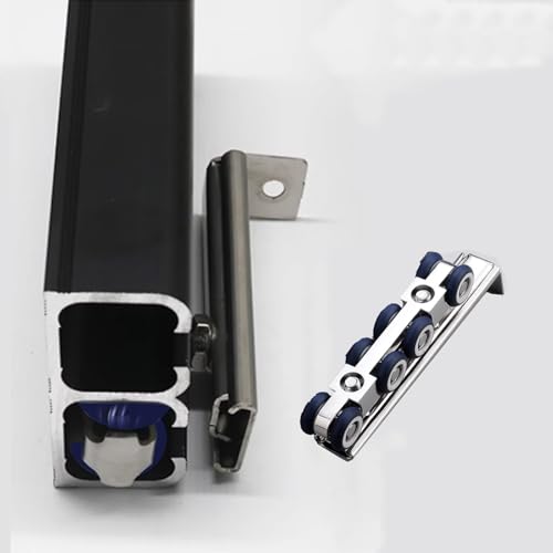 Schiebetürbeschlag schiebetür laufschiene Black Box Rail Außen-Scheunentor-Hardware-Kit, Hochleistungs-Bypass-Türschienen-Set Für Innen-, Gleiten Sanft Und Leise Geländersystem(400cm/13.1ft) von QHZYMX