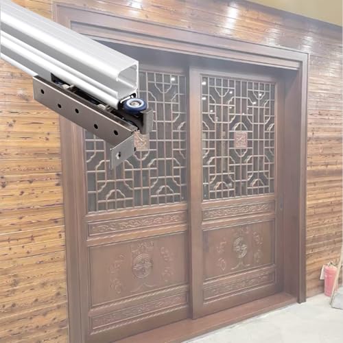 Schiebetürbeschlag schiebetür laufschiene Bypass-Schiebetür-Hardware-Kit Mit twin Schienen Für Türen, Schienenersatz Für Schiebetüren Schrank, Individuelle Anpassung(7.5ft/229cm) von QHZYMX