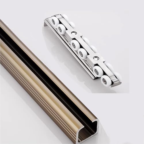 Schiebetürbeschlag schiebetür laufschiene Hängende Türschienen Und Rollen, Decken- Wandmontage-Kastenschienen-Hardware-Kit, Einzelschienen-Set, DIY-Schneidbare(17.1ft/520cm) von QHZYMX