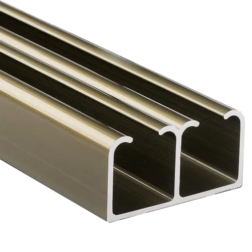 Schiebetürbeschlag schiebetür laufschiene Hochleistungs-Schiebetür-Hardware-Schienensatz Für Den Außenbereich, Soft-Close-System, Doppelschiene Falttüren Mit Nylonrädern(14.8ft(450cm)) von QHZYMX