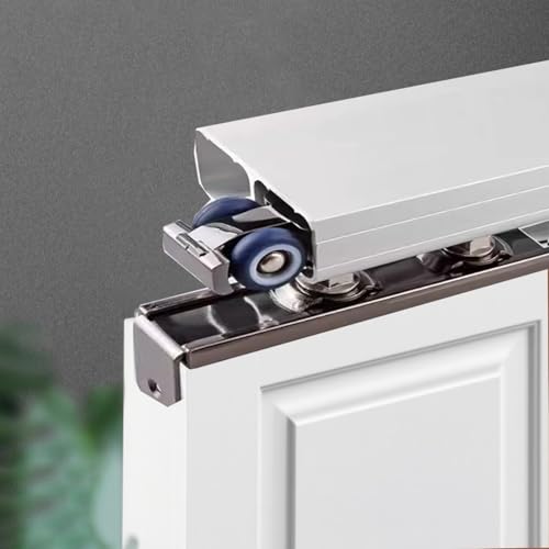 Schiebetürbeschlag schiebetür laufschiene Länge 1 2 3 4 5 6 Fuß Schiebetür-Doppelschienenbeschläge, Soft-Close-System Rieles Para Puertas Corredizas Mit Nylonrädern(9.5ft(290cm)) von QHZYMX