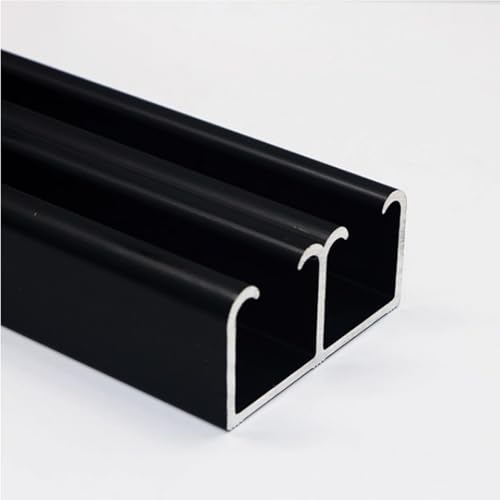Schiebetürbeschlag schiebetür laufschiene Modernes Schienenset Für Doppeltüren Mit Rollen, Zuschneidbares Decken- Und Wandmontageset Schiene, Zuschneidbar Einfach Zu(7.2ft/220cm) von QHZYMX