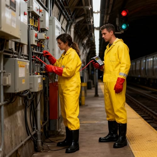 Sicherheits-Arbeitsset Eisenbahnelektriker, 2-teiliges Dielektrisches Anzug-Set Überholung Geräten, Tragbare Kleidung Gegen Stromschläge(2pcs 20 KV,US 9) von QHZYMX