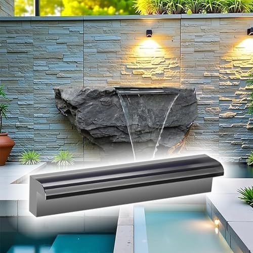 Wasserfall-Überlaufrinne Rechteckiger Felsenbrunnen, Wasserfallpool Für Den Außenbereich, Moderner Architektonischer Überlauf Aus Edelstahl Für Wasserfälle, Wasserspiel-Set Für Koiteiche(35in/89cm) von QHZYMX