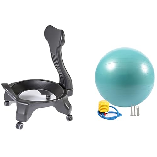 Yoga Balance Ball Stuhl H 79 Cm Yoga-Ballstühle Mit Flexibler Sitzfläche, Yoga-Ball-Schreibtischstuhl Für Erwachsene Mit 55 Cm Anti-Burst-Ball, Rollender Balance-Ballstuhl Mit Rückenlehne Und Rollen(G von QHZYMX