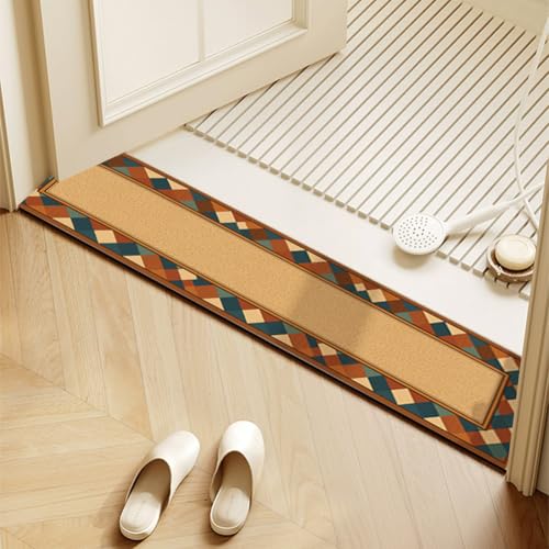 QHanky Badematte 10x80cm,Badvorleger Rutschfester Badezimmerteppich Waschbar,Absorbierender Badteppich,Schnelltrocknende Badematte für Dusche,Badewannen (Bunt F) von QHanky