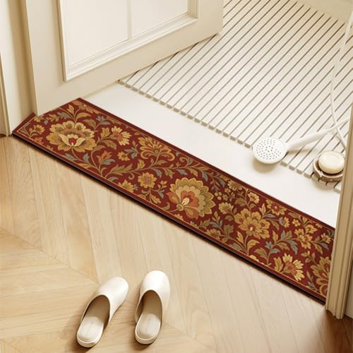 QHanky Badematte Rutschfester 25x80cm,Absorbierender Badezimmerteppich,Badvorleger rutschfest Waschbar,Mikrofaser Schnelltrocknende für Dusche,Badewannen (Bunt E) von QHanky