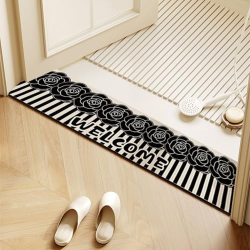 QHanky Badematte rutschfest 10x100cm,Badezimmerteppich Absorbierender,Badteppich Schnelltrocknende Badematte,Badvorleger Saugfähig Saugstark Waschbar für Dusche,Badewannen (Bunt B) von QHanky