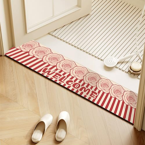 QHanky Badematte rutschfest 10x100cm,Badezimmerteppich Absorbierender,Badteppich Schnelltrocknende Badematte,Badvorleger Saugfähig Saugstark Waschbar für Dusche,Badewannen (Bunt G) von QHanky