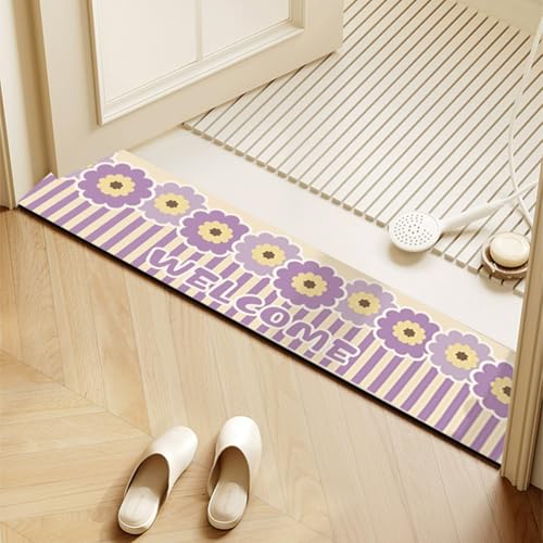 QHanky Badematte rutschfest 20x100cm,Super Absorbierende Badezimmerteppich,Schnelltrocknende Badvorleger,Waschbar Duschvorleger für Dusche,Badewannen und Badezimmer (Bunt A) von QHanky