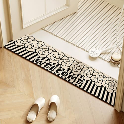 QHanky Badematte rutschfest 20x60cm,Badezimmerteppich Absorbierender,Badteppich Schnelltrocknende Badematte,Badvorleger Saugfähig Saugstark Waschbar für Dusche,Badewannen (Bunt D) von QHanky