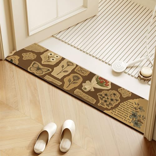 QHanky Super Absorbierende Badematte 10x120cm,Teppich Badezimmer rutschfest,Badteppich Waschbar,Schnelltrocknend Badvorleger für Dusche,Badewannen und Badezimmer (Bunt B) von QHanky