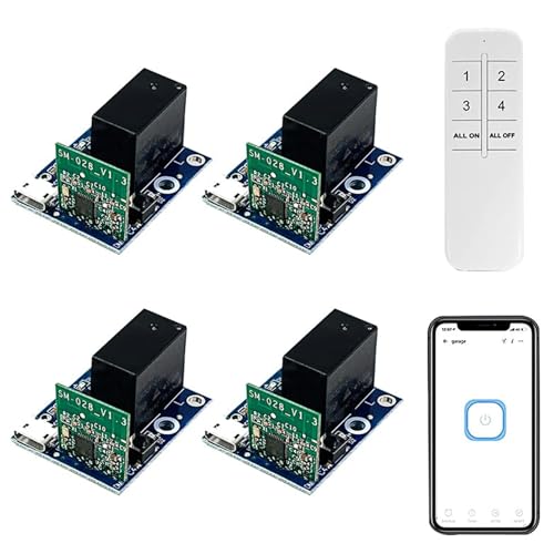 QIACHIP Smart Wifi Relais Modul Wlan Schalter,USB DC 5V Momentan Kippschalter Hausautomation Empfanger mit Fernbedienung use Ewelink APP fur die Zugangskontrolle,Kompatibel mit Alexa Google Home von QIACHIP
