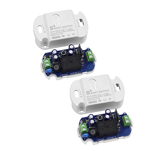 QIACHIP 16A WLAN Schalter Tuya Smart Life kabelloser WiFi Switch Lichtschalter Modul funktioniert Drahtloses Relais mit Alexa, Google Assistant DIY Unterputz,aufputz 2er Pack QIACHIP 16A WLAN Schalter Tuya Smart Life kabelloser WiFi Switch Lichtschalter Modul funktioniert Drahtloses Relais mit Alexa, Google Assistant DIY Unterputz,aufputz 2er Pack von QIACHIP