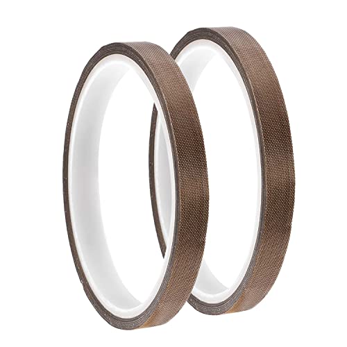 QIACHIP 2er Pack Teflonband, Hochtemperaturband, PTFE Glasgewebeband/Glasband, Hochtemperaturband, Hitzebeständig bis 300°C, Selbstklebend, 13 mm x 10 m (jiaodai10*13) von QIACHIP