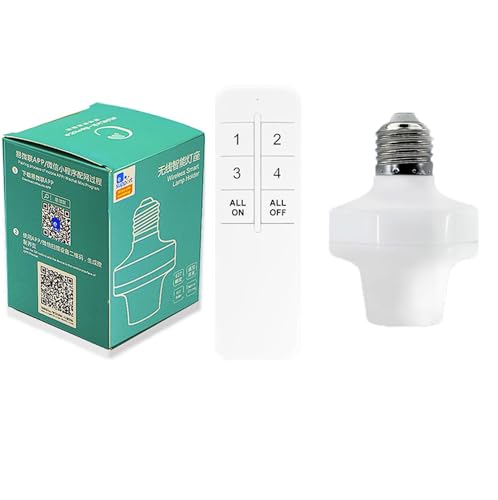 QIACHIP 2.4Ghz Funk Lampenfassung Glühbirnene E27 Lampensockel Adapter, Bluetooth Smart Lampenhalter, eWeLink APP Fernbedienung Zeitverzögerung Kabelloses Lichtschalter, für Licht Lampe Beleuchtung von QIACHIP