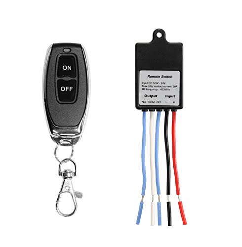 QIACHIP 20A Funkschalter DC 5V/6V/12V/24V/60V mit Fernbedienung, 433MHz drahtloser Relaisempfänger 1 Kanal mit 1 Sender für Autobatterie, Türöffner QIACHIP 20A Funkschalter DC 5V/6V/12V/24V/60V mit Fernbedienung, 433MHz drahtloser Relaisempfänger 1 Kanal mit 1 Sender für Autobatterie, Türöffner von QIACHIP