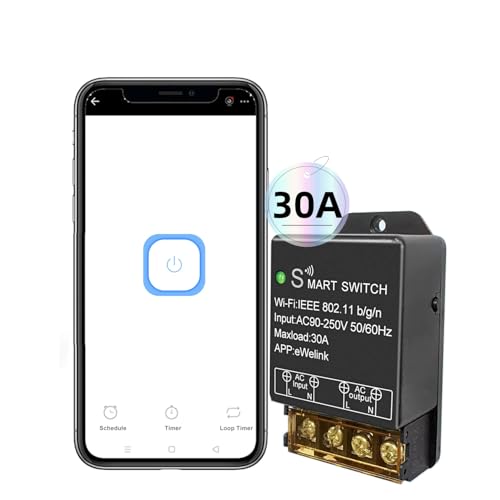 QIACHIP 30A WLAN Smart Relais Schalter mit Ewelink APP,Hochleistung Unterputz Lichtschalter Modul,Sprachsteuerung Timing-Funktion,kompatibel mit Alexa & Google Home QIACHIP 30A WLAN Smart Relais Schalter mit Ewelink APP,Hochleistung Unterputz Lichtschalter Modul,Sprachsteuerung Timing-Funktion,kompatibel mit Alexa & Google Home von QIACHIP