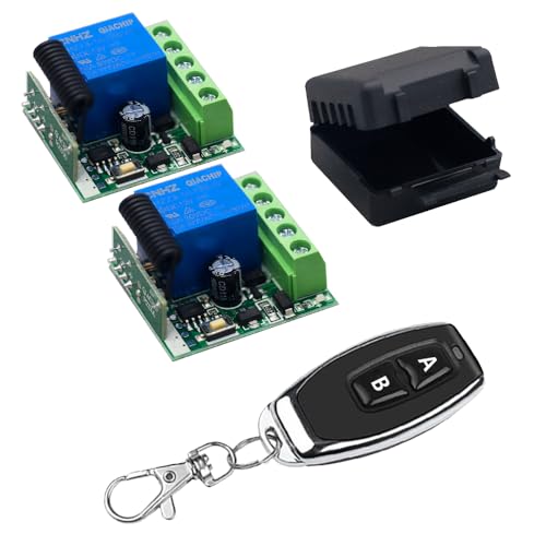 QIACHIP DC 12V Funkschalter mit Fernbedienung 433 mHz,Funk Relais 1 Kanal Momentan Toggle Latch Schalter, Sender Empfänger Universal Handsender für Zentralverriegelung Auto,Türöffner von QIACHIP