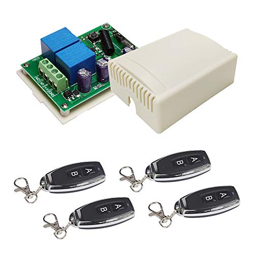 QIACHIP 12V DC Motor Controller Relais Bord Vorwarts Ruckwarts Control Funkschalter, Relaismodul RF 433mhz Empfanger mit 4 Fernbedienung für Rolltore,Electric Push Rod von QIACHIP