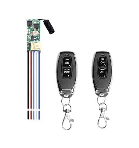 QIACHIP Drahtloses Fernbedienungs Relaisschalter 433 MHz DC 3,7 V 5 V 12 V Funksteuerung Empfänger Modul mit 2 Sendern Mini-Controller Momentschalter von QIACHIP