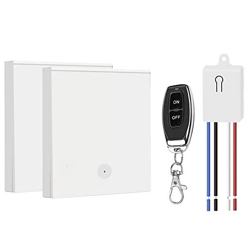 QIACHIP Lichtschalter und Mini-Empfänger-Kit, 200ft RF-Reichweite, AC 220V 230V drahtlose Fernbedienung Schalter keine in-Wand Verdrahtung, kein WiFi erforderlich von QIACHIP