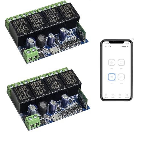 QIACHIP Relais 4-Kanal-Schaltmodul, Smart Ewelink APP WiFi Kontakt Sauber Wireless Inching Relay Monentary/Self-locking Switch Compatible With Alexa Echo Google Home von QIACHIP