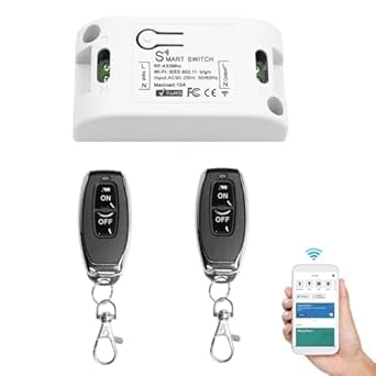 QIACHIP Tuya WiFi Smart Switch Funk Lichtschalter Set Passiver Ausgang Relai Modul mit RF 433mhz Fernbedienung, Smart Life APP kompatibel mit Alexa/Google Home QIACHIP Tuya WiFi Smart Switch Funk Lichtschalter Set Passiver Ausgang Relai Modul mit RF 433mhz Fernbedienung, Smart Life APP kompatibel mit Alexa/Google Home von QIACHIP