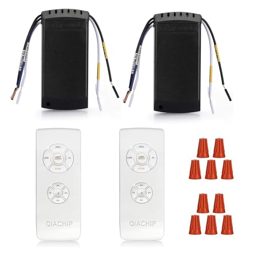 QIACHIP Universal Deckenventilator Licht Fernbedienung Kit mit Stummschaltung,Wireless-Fernbedienung mit 3-Gang-Einstellung, Lichtsteuerung and 4 Timming-Steuerung, Wireless Remote Controller von QIACHIP